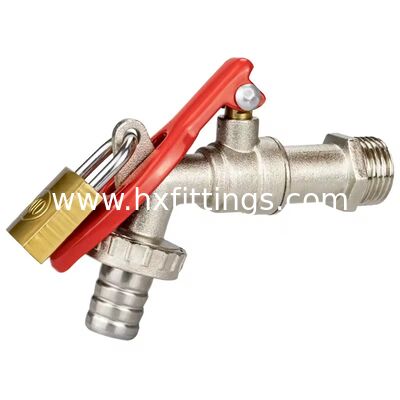 Outdoor 1/2" Iron Handle Zinc Alloy Bibcock Lockable Anti-Corrosion Wall-Mounted Garden Water Tap for Washing Machine