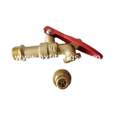Outdoor 1/2" Iron Handle Zinc Alloy Bibcock Lockable Anti-Corrosion Wall-Mounted Garden Water Tap for Washing Machine